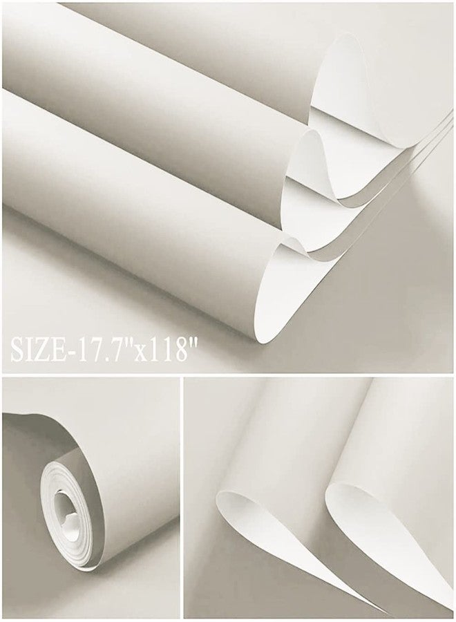 Dimoon 394''x17.7'' White Peel and Stick Wallpaper Contact Paper Modern Self Adhesive Wall Paper Removable Renter Friendly Textured Solid Color Shelf Cabinet Vinyl Roll (394''x17.7'',Off-White) - Image 2